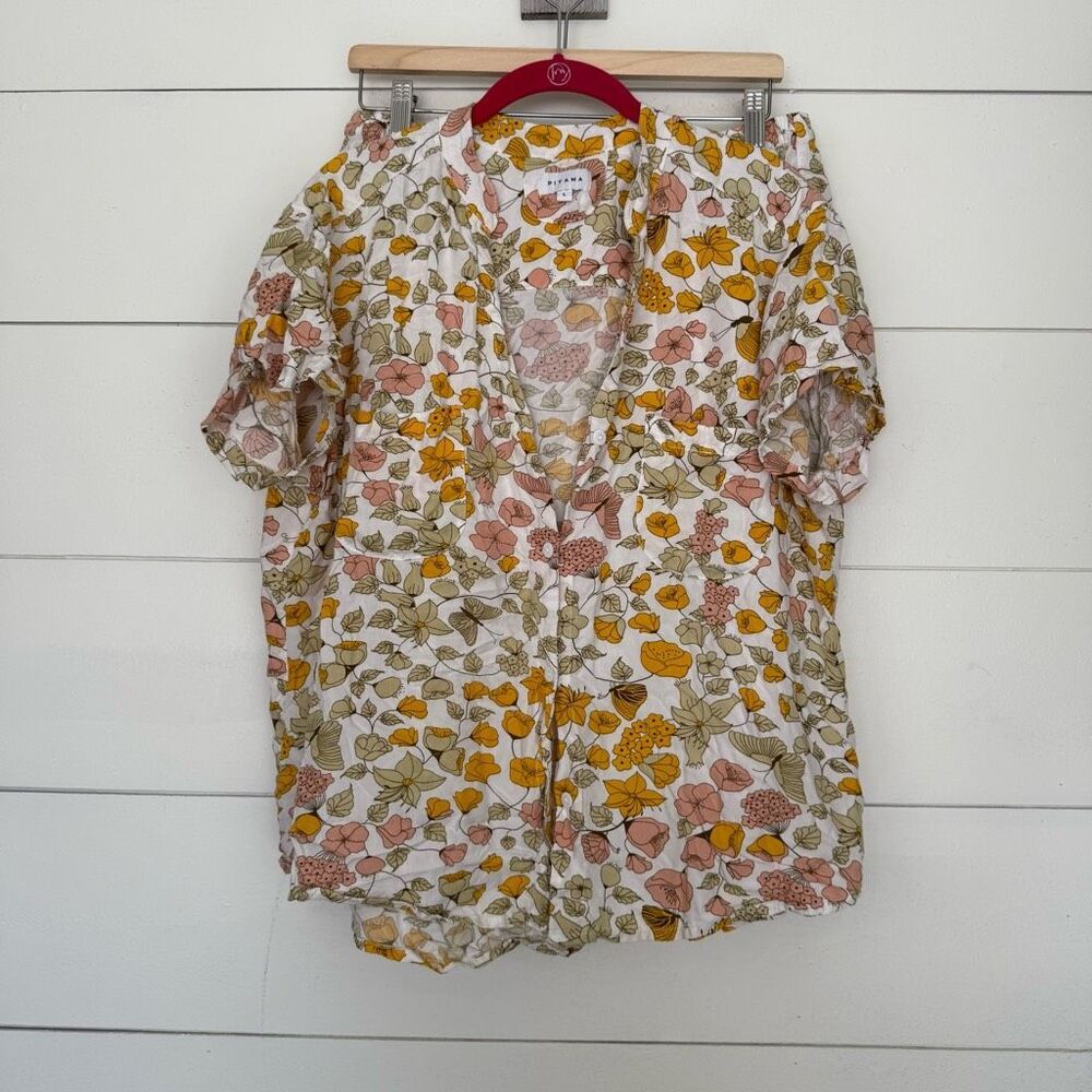 Rails Women’s Floral Short-Sleeve Pajama Top in White/Mustard